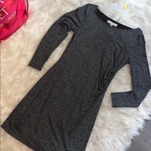 Loft Medium Petite Gray Fitted Dress